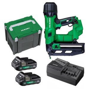 Hikoki NT1865DSA WXZ 16G rechte bradnailer in HSC IV systainer met 2x 2.0Ah accu en lader