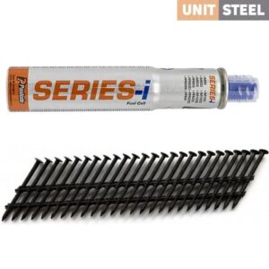UnitSteel 34° IM90i Stripnagels BOLKOP 2,9X50mm Ring/RVS/Zwart 2.000 stuks Incl. 1X Drijfstofcel